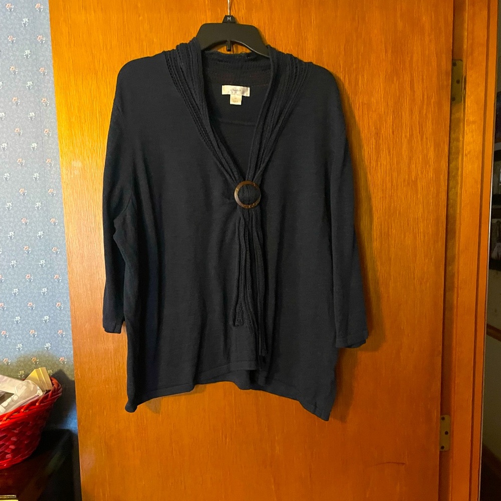 5X CJ Banks Navy 3/4 Length Sweater